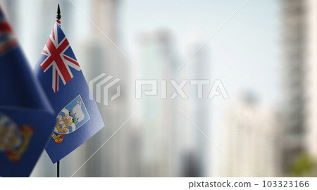 A small Falkland Islands flag on an abstract blurry background A small Falkland Islands flag on an abstract blurry background 103323166