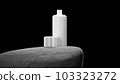 Bottle with sprey on big grey stone. 103323272