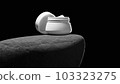 Jar with cream on big grey stone. 103323275