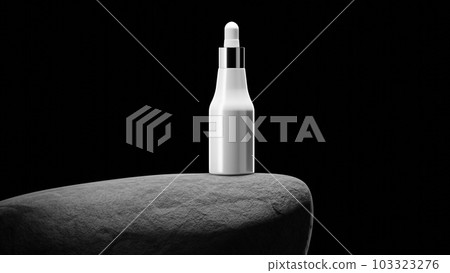 Bottle with pipet on big grey stone Bottle with pipet on big grey stone 103323276