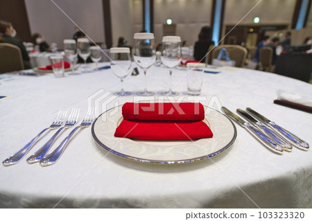 Forks and knives on wedding and party table Forks and knives on wedding and party table 103323320