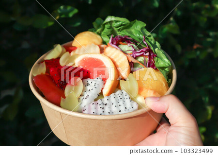 fruit and vegetable salad or orange, dragon fruit and lettuce salad fruit and vegetable salad or orange, dragon fruit and lettuce salad 103323499