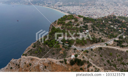 View from fortress, Alanya, Turkey. Bay in mediterranean sea. 103323579
