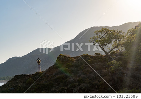 View of Olympos - Chiraly beach and Mediterranean Sea on sunny summer day. Turkey. View of Olympos - Chiraly beach and Mediterranean Sea on sunny summer day. Turkey. 103323599