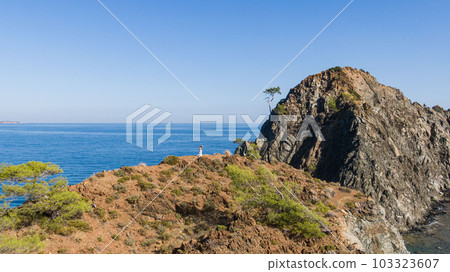 View of Olympos - Chiraly beach and Mediterranean Sea on sunny summer day. Turkey. 103323607
