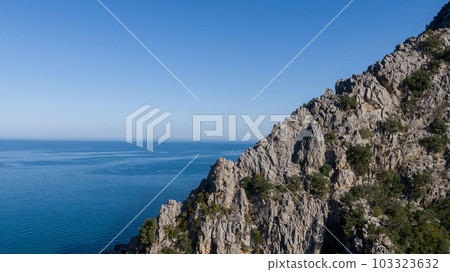 View of Olympos - Chiraly beach and Mediterranean Sea on sunny summer day. Turkey. 103323632