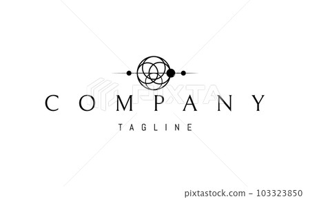 Vector logo on which an abstract image of a pattern in the form of a dream catcher in space. Vector logo on which an abstract image of a pattern in the form of a dream catcher in space. 103323850