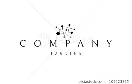 Vector logo on which an abstract image of particles interconnected with each other. Vector logo on which an abstract image of particles interconnected with each other. 103323855