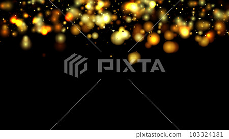 Particles of gold and glowing colored bokeh circles, sparkling gold dust. Abstract luxury decoration background. Particles of gold and glowing colored bokeh circles, sparkling gold dust. Abstract luxury decoration background. 103324181