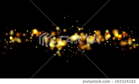 Particles of gold and glowing colored bokeh circles, sparkling gold dust. Abstract luxury decoration background. 103324183