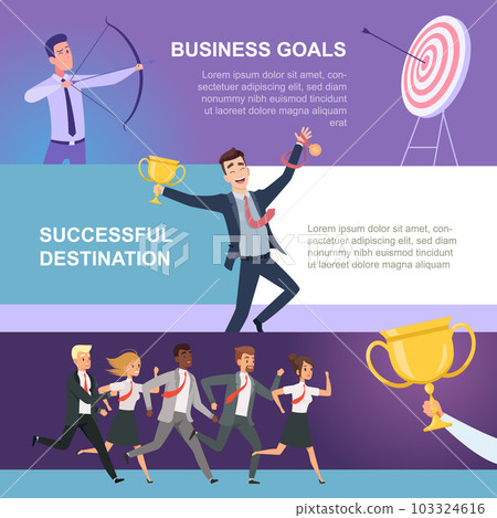 Business banners. concept illustration with business successful people goals destination achievements. Vector template Business banners. concept illustration with business successful people goals destination achievements. Vector template 103324616
