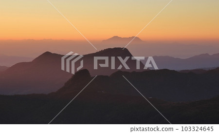 Hills in Nepal at sunrise. View from Ghale Gaun. Hills in Nepal at sunrise. View from Ghale Gaun. 103324645