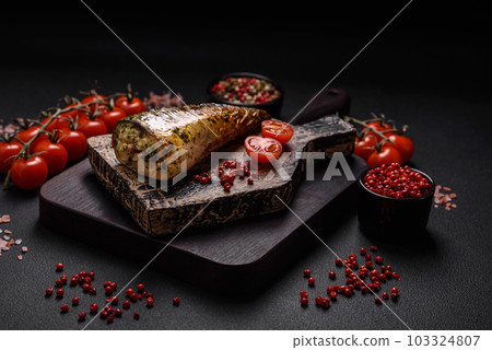 Delicious grilled ocean mackerel with salt, spices and herbs 103324807