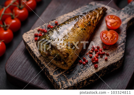 Delicious grilled ocean mackerel with salt, spices and herbs 103324811