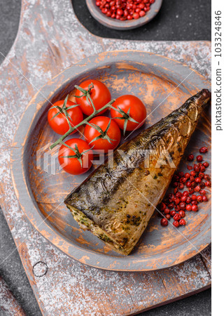 Delicious grilled ocean mackerel with salt, spices and herbs Delicious grilled ocean mackerel with salt, spices and herbs 103324846
