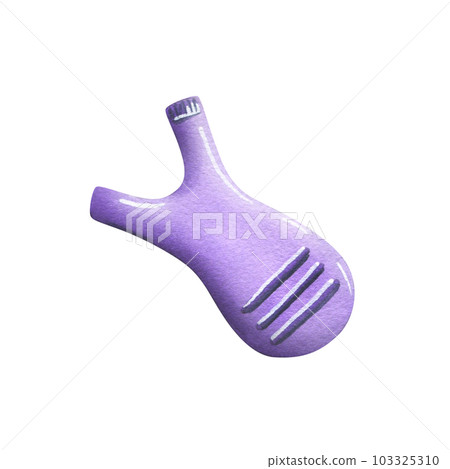 Applicator for lamination and biowave eyelashes, lilac, Hand-drawn watercolor illustration. Isolated object on a white background. Equipment for the master of lamination and eyelash extension. 103325310