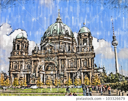 Berliner dom drawing marker from foto 103326679