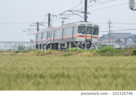 [Kansai Main Line] Local train heading to Nagoya Station in the rain 103326746