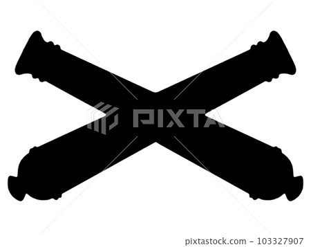 crossed old cannons black silhouette on white background crossed old cannons black silhouette on white background 103327907