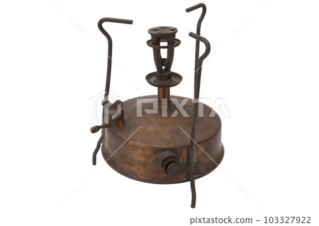 Retro vintage bronze primus stove isolated on white. 103327922
