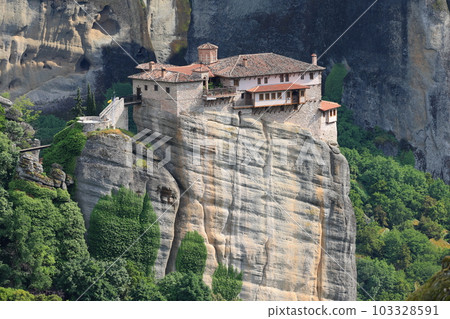 Meteora with Monastyr Rusanu at Meteora Meteora with Monastyr Rusanu at Meteora 103328591