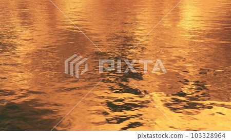 Glossy golden ripple water surface 3D background 103328964