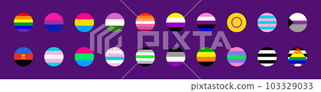 Flags of LGBT. Gay, Lesbian, Bisexual, Transgender and Queer pride symbols 103329033