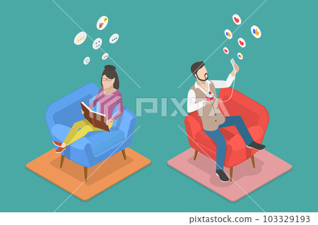 3D Isometric Flat Vector Conceptual Illustration of Introvert Vs Extravert 3D Isometric Flat Vector Conceptual Illustration of Introvert Vs Extravert 103329193