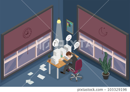3D Isometric Flat Vector Conceptual Illustration of Frustrated Writer 103329196