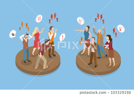 3D Isometric Flat Vector Conceptual Illustration of Angry Characters 3D Isometric Flat Vector Conceptual Illustration of Angry Characters 103329198