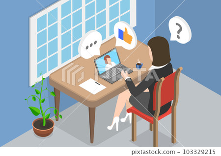 3D Isometric Flat Vector Conceptual Illustration of Online Interview 103329215