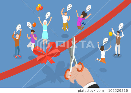 3D Isometric Flat Vector Conceptual Illustration of Ribbon Cutting Ceremony 3D Isometric Flat Vector Conceptual Illustration of Ribbon Cutting Ceremony 103329216