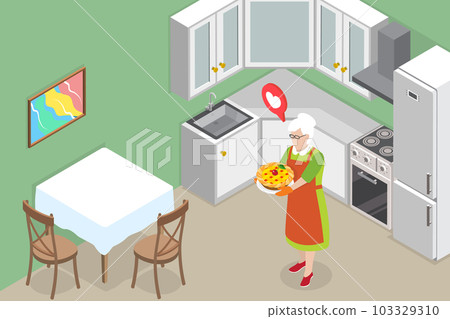 3D Isometric Flat Vector Conceptual Illustration of Grandma With Cake 3D Isometric Flat Vector Conceptual Illustration of Grandma With Cake 103329310