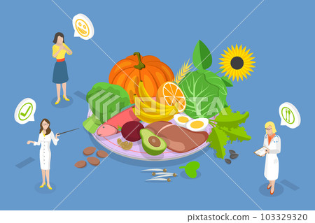 3D Isometric Flat Vector Conceptual Illustration of Folate B9 Vitamin Sources 3D Isometric Flat Vector Conceptual Illustration of Folate B9 Vitamin Sources 103329320