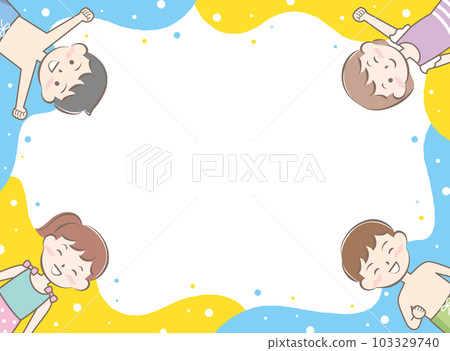 Frame of children in swimsuits 103329740