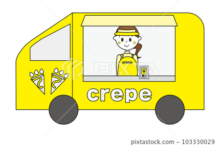 An illustration of a woman who independently opened a mobile sales crepe shop and became the owner. Kitchen car management An illustration of a woman who independently opened a mobile sales crepe shop and became the owner. Kitchen car management 103330029