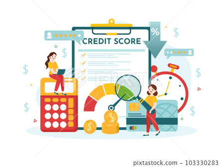 Credit Score Vector Illustration with Loan Arrow Gauge Speedometer Indicator from Poor to Good Rate in Flat Cartoon Hand Drawn Templates Credit Score Vector Illustration with Loan Arrow Gauge Speedometer Indicator from Poor to Good Rate in Flat Cartoon Hand Drawn Templates 103330283