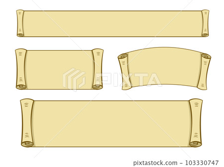 Frame set of parchment paper rolls with curled edges 103330747