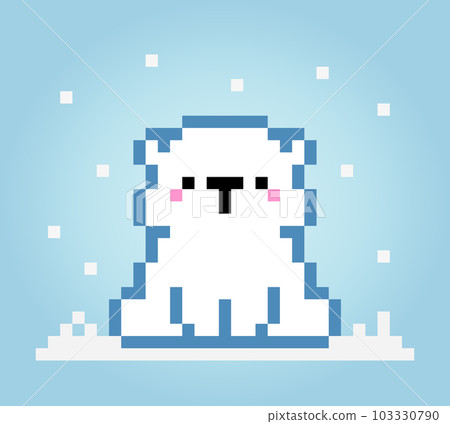Pixel 8 bit polar bear. Pixel Animals in vector illustration for game assets and cross stitch pattern. 103330790