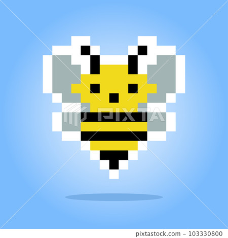 Pixel 8 bit bee. Animal game assets in vector illustration. 103330800