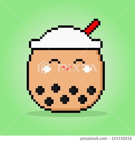 8 bit pixel boba drink in vector illustration 103330816