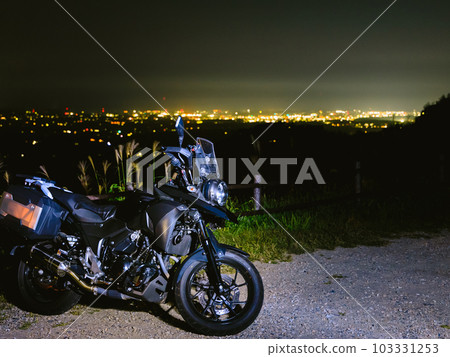 Motorcycle and night view of Otawara city, Tochigi prefecture Motorcycle and night view of Otawara city, Tochigi prefecture 103331253