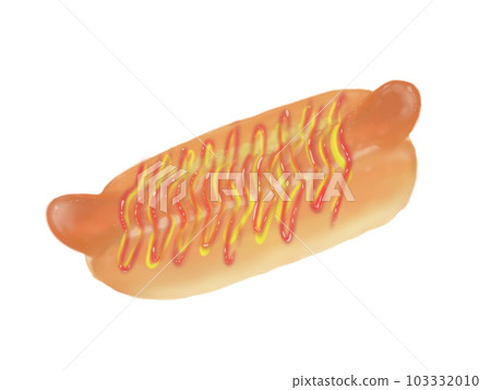 Hot dog with ketchup and mustard 103332010