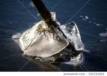 Beautifully broken ice on the river 103332691