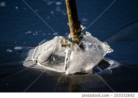 Beautifully broken ice on the river 103332692