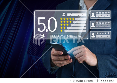 Testimonials from successful businessman. Customer review good rating concept. business satisfaction Testimonials from successful businessman. Customer review good rating concept. business satisfaction 103333368