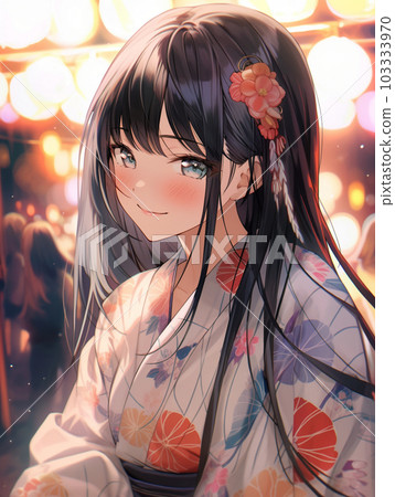 背景中放著煙花回頭看的女人 103333970
