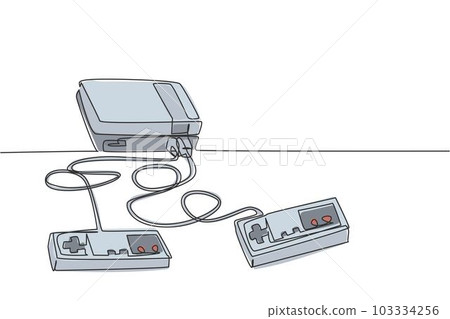 One continuous line drawing of retro old classic console video game player. Vintage arcade game item concept single line draw design vector illustration 103334256