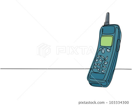 One continuous line drawing of retro classic cellular phone. Old vintage mobile phone to communicate concept single line draw design vector graphic illustration One continuous line drawing of retro classic cellular phone. Old vintage mobile phone to communicate concept single line draw design vector graphic illustration 103334300