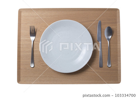 White plate, knife, fork and spoon transparent background White plate, knife, fork and spoon transparent background 103334700